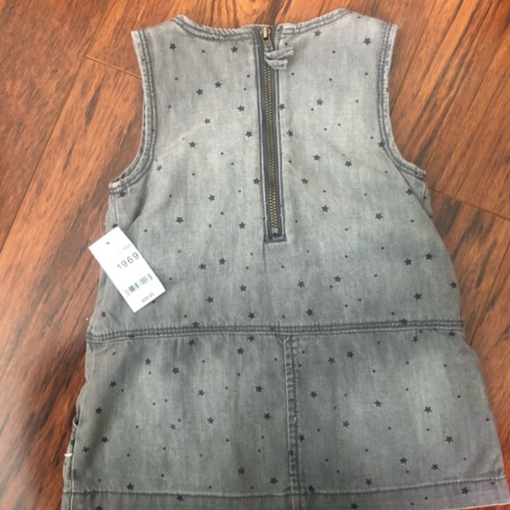 NWT Baby Gap gray denim dress w stars 12-18m - Picture 2 of 4